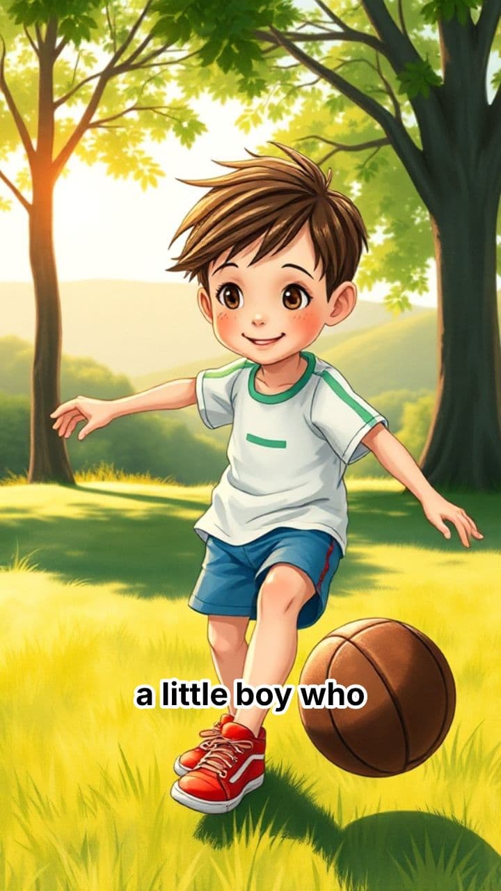 Boy Playing Football in Shorts