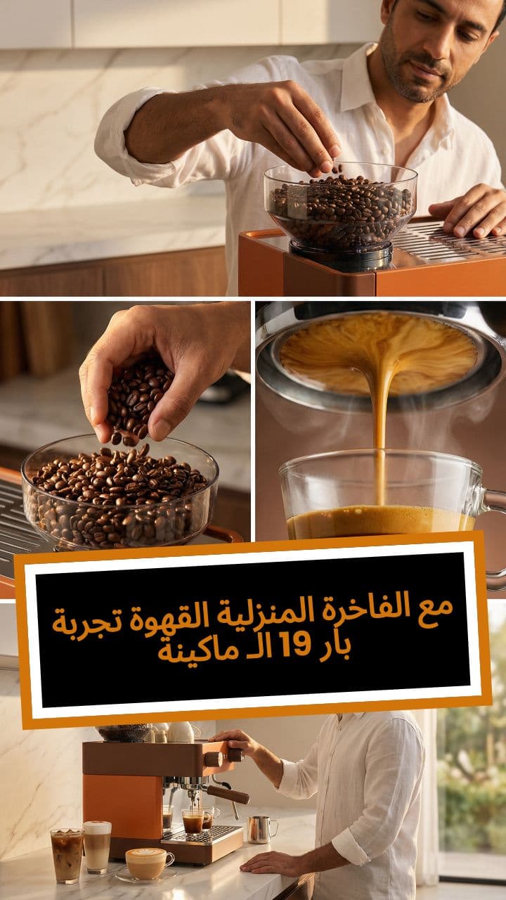 تجربة القهوة المنزلية الفاخرة مع ماكينة الـ 19 بار