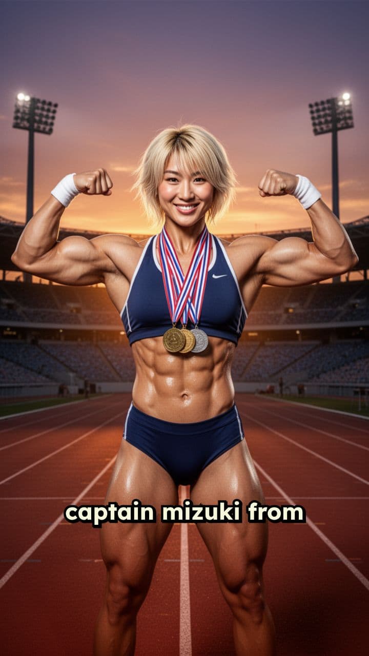 Captain Mizuki Flexes Muscles