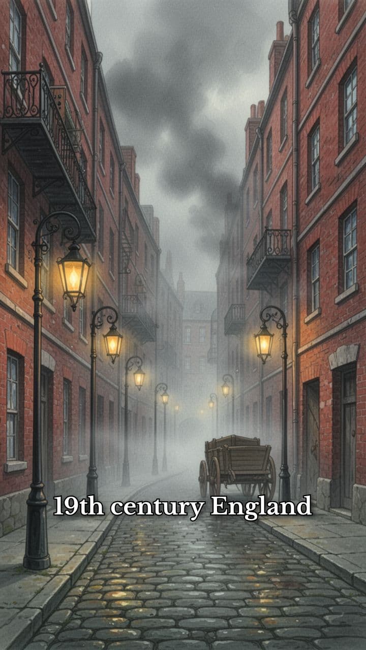 Smokestacks at Dusk on Cobblestones