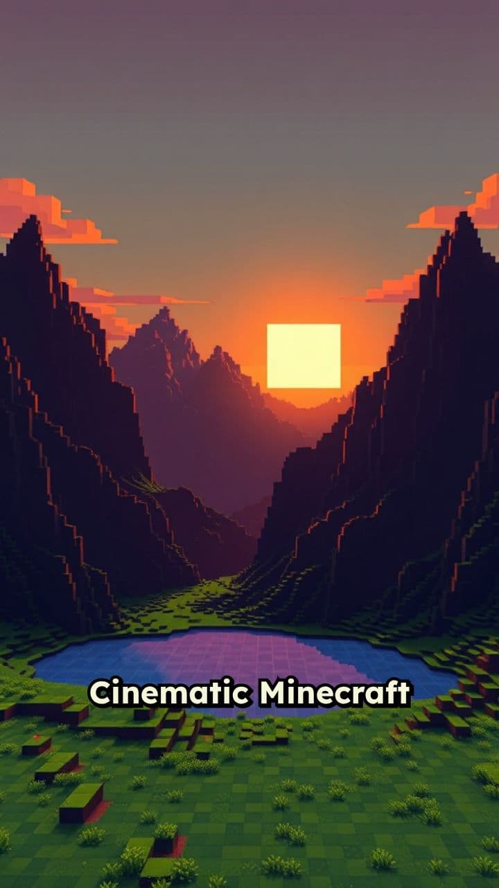 Sunset Village Cinematic Minecraft Scene