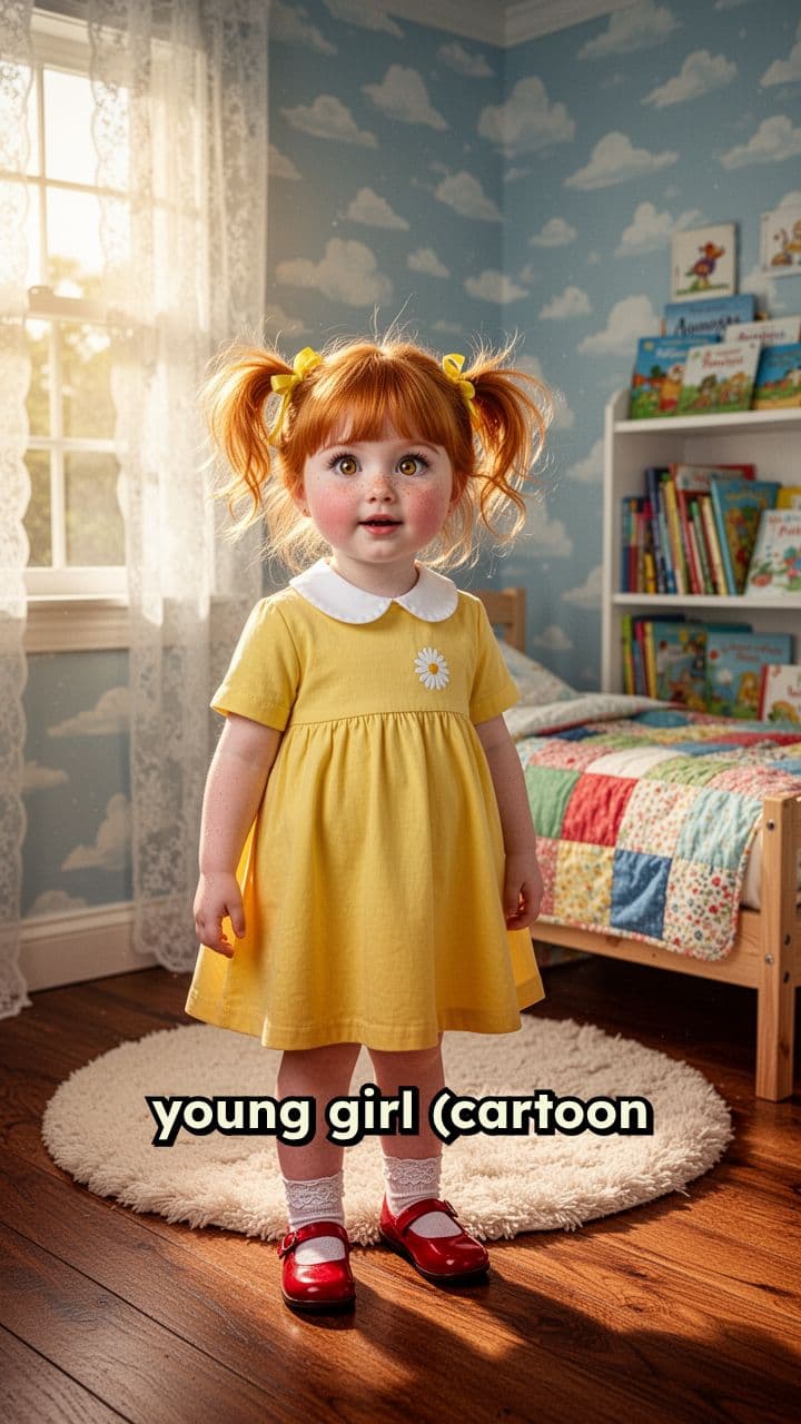 Cartoon Girl Holding Something