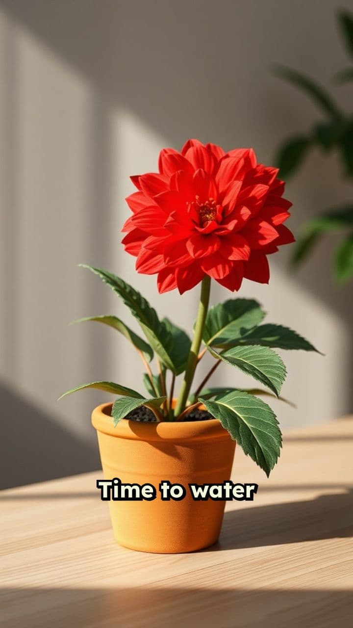 Watering a Potted Flower