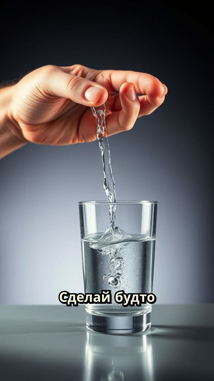 Вода из руки в стакан