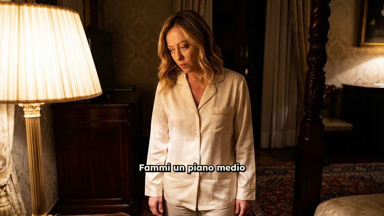 Meloni prega alla finestra di notte