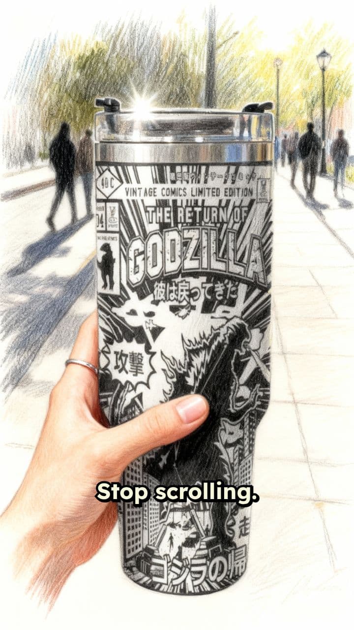 Vintage Godzilla Comic Tumbler