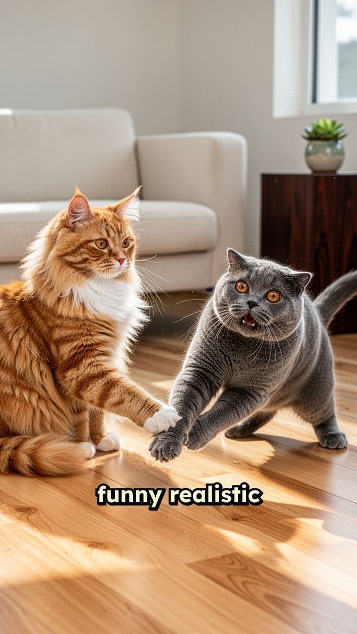 Cat Trips Another Cat Funny Moment