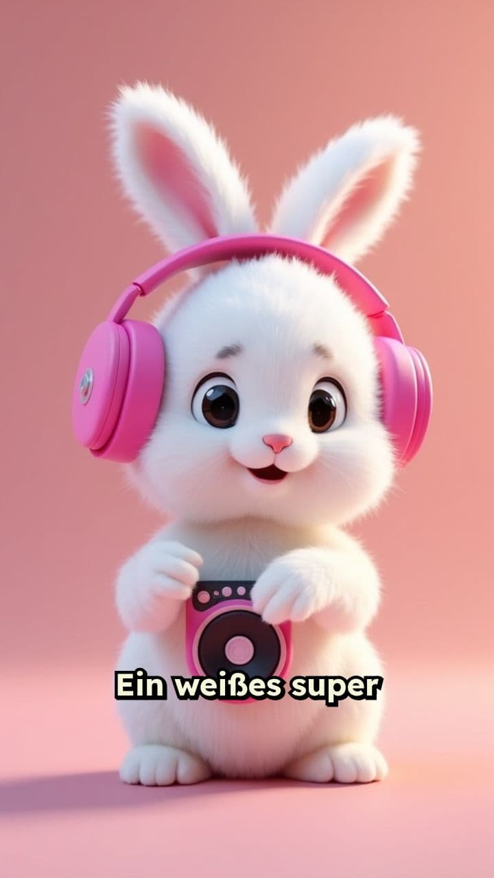 Kaninchen mit Kopfhörern und Bass