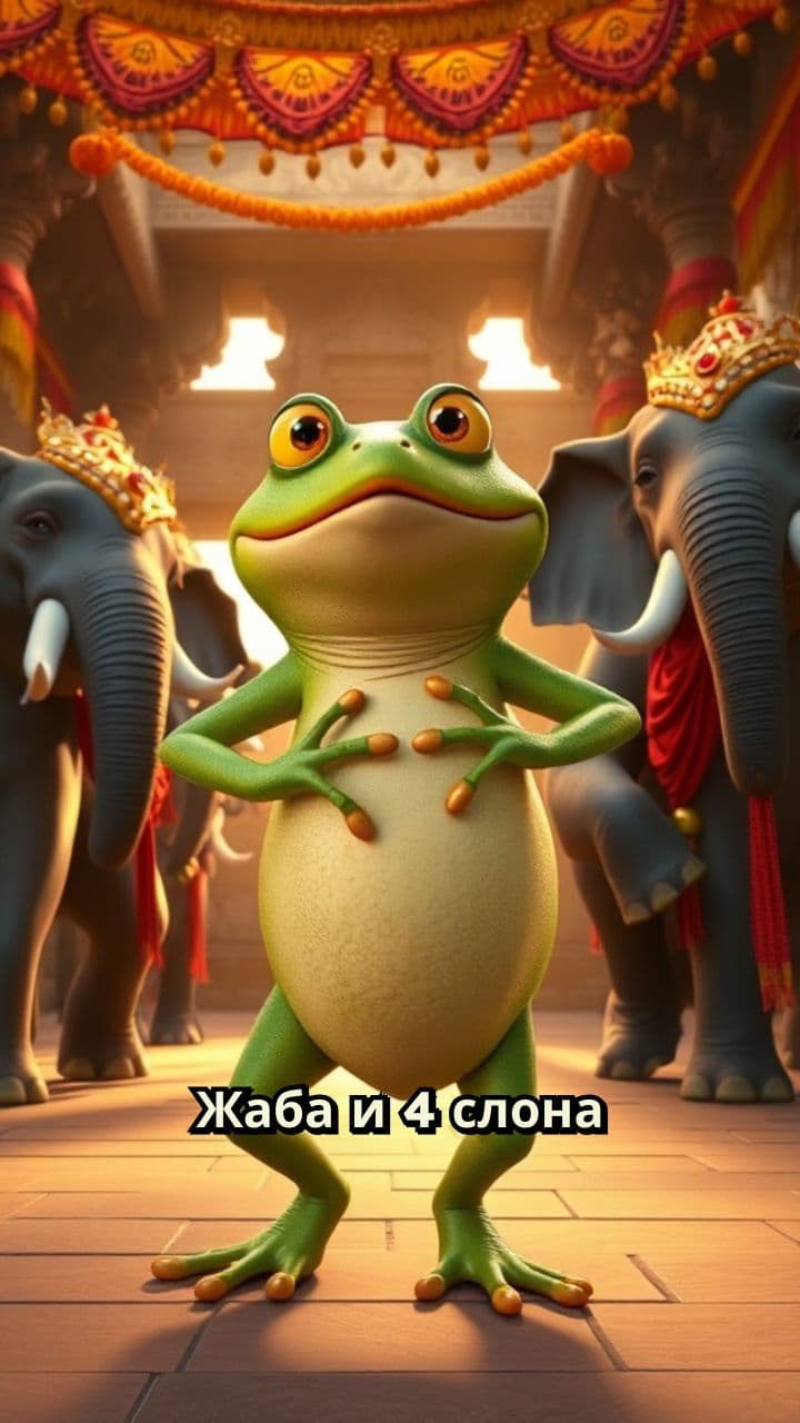 Жаба и слоны под индийскую музыку