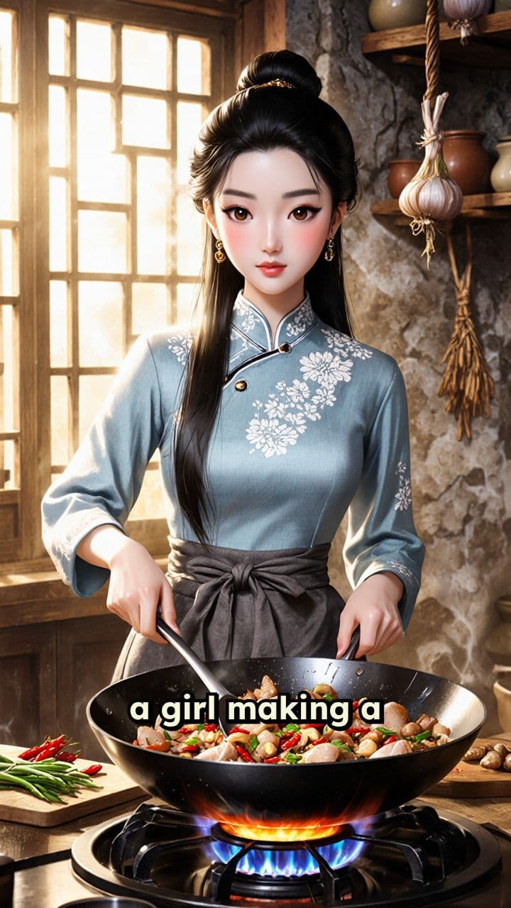 Girl Cooking Chinese Cuisine