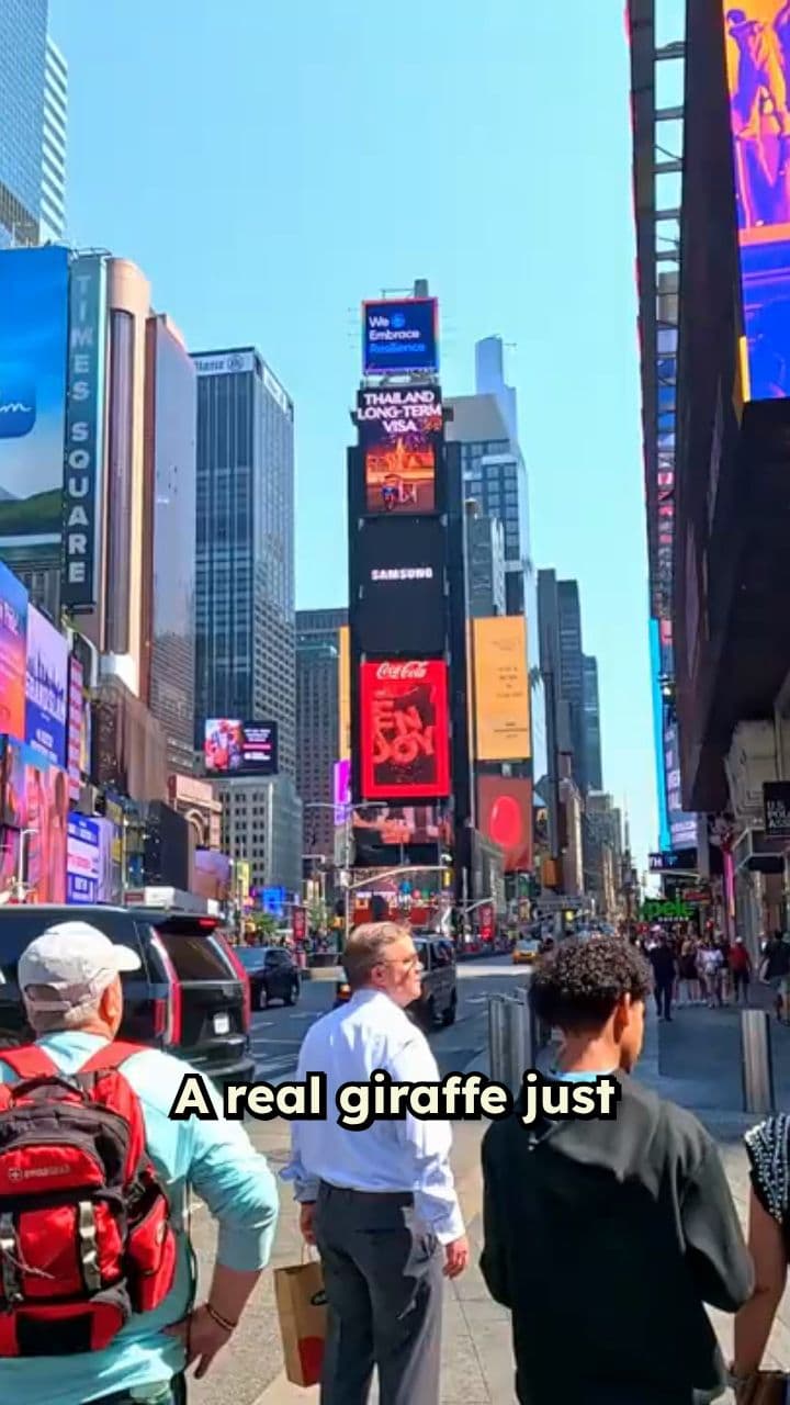 Giraffe Stuns Times Square at Dawn