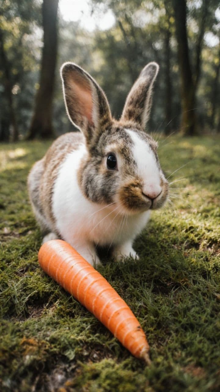A Playful Rabbit and its Carrot