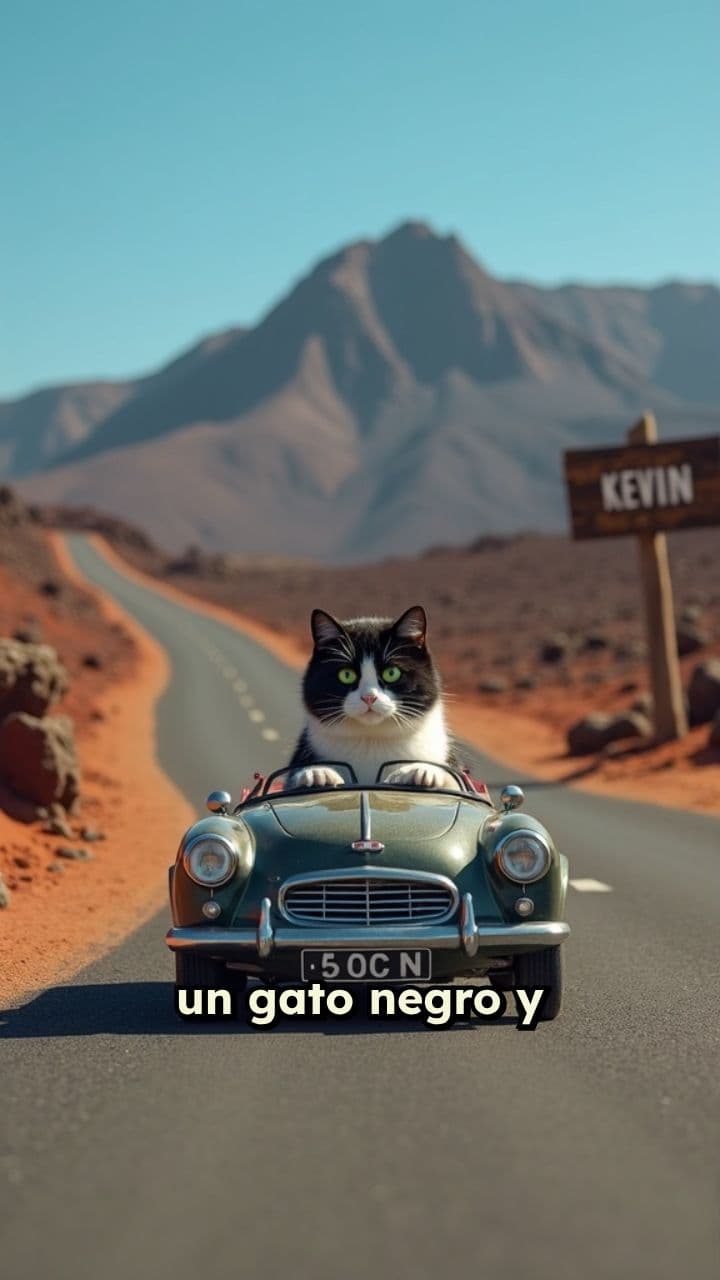 Gato en coche por Timanfaya