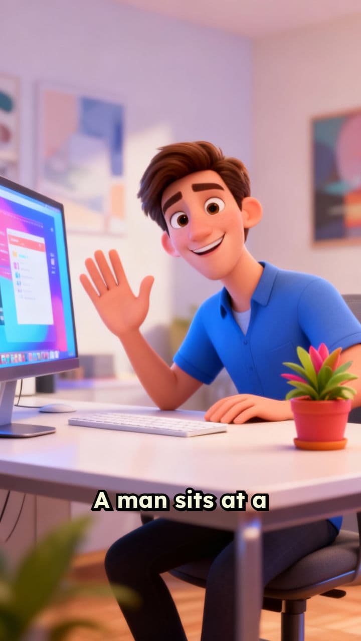 Man Smiling at Computer Camera