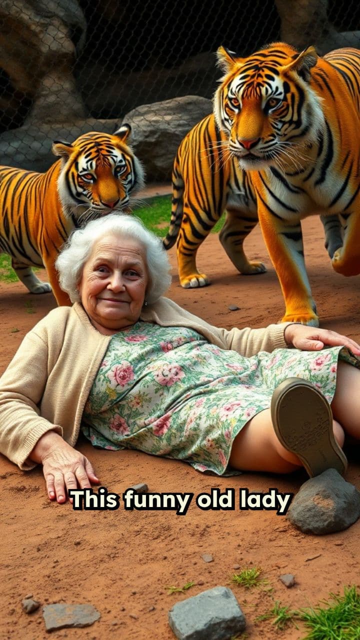 Old Lady's Close Call with Tigers