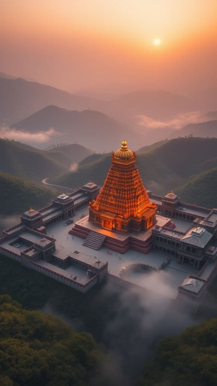 Sunrise Over Balaji Temple Gopuram