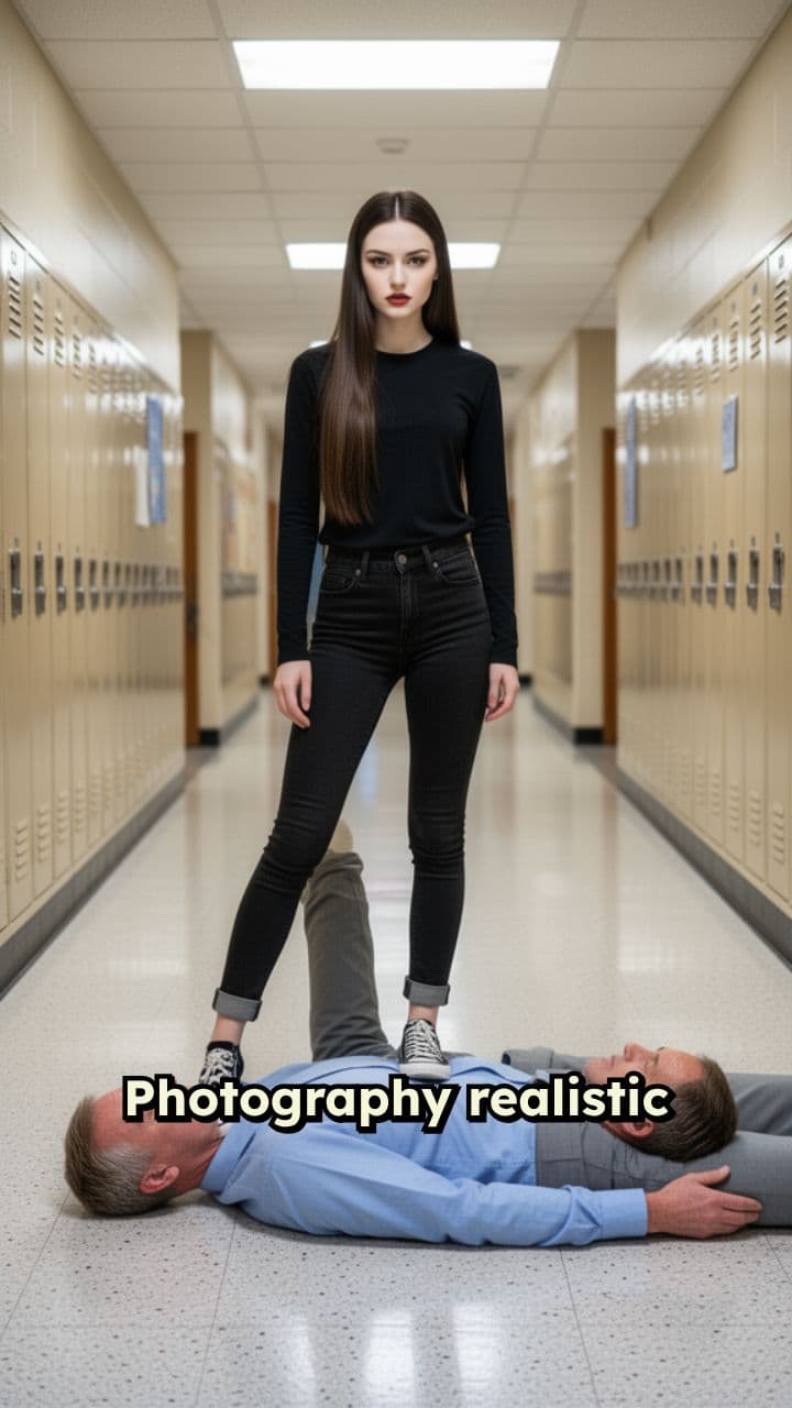 Linda astuu Akia vatsalle koulussa