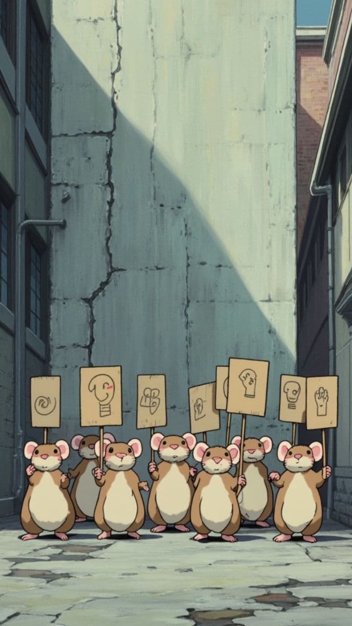 Протест перед серой стеной