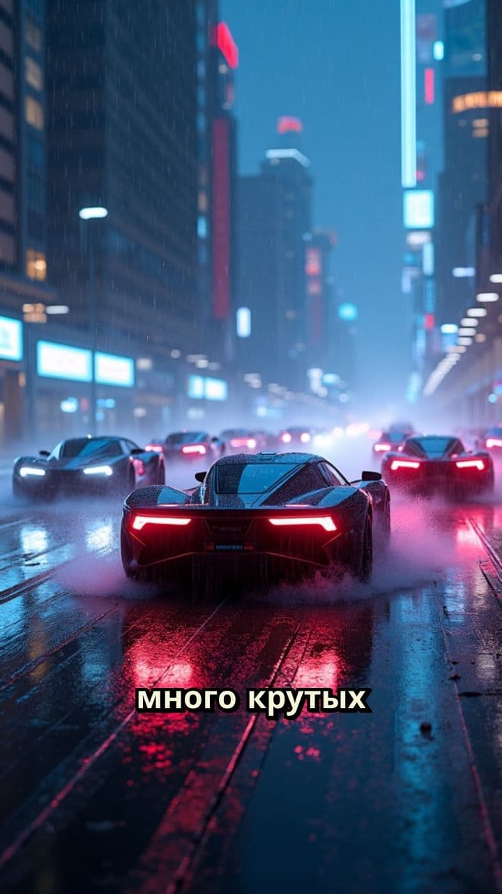 Неоновая гонка в дождь