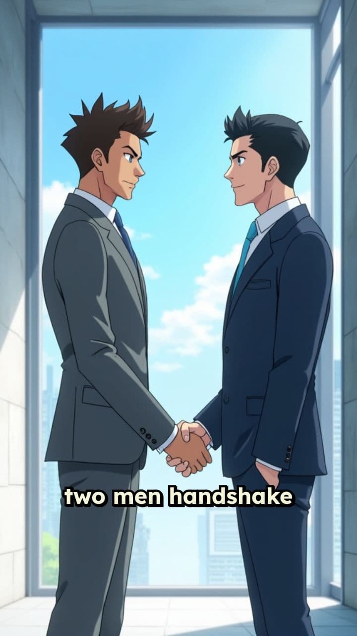 Simultaneous Handshake Between Two Men