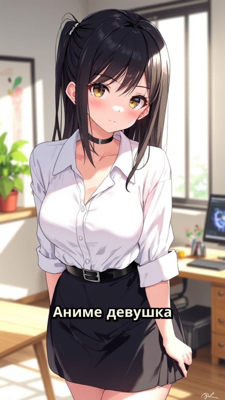 Аниме девушка в белой рубашке