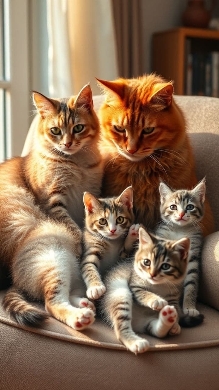 Katzenfamilie: Wiedervereint nach der Flut