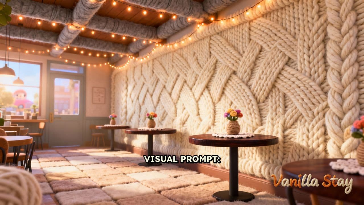 Knitted Cat Barista Cafe Warmth