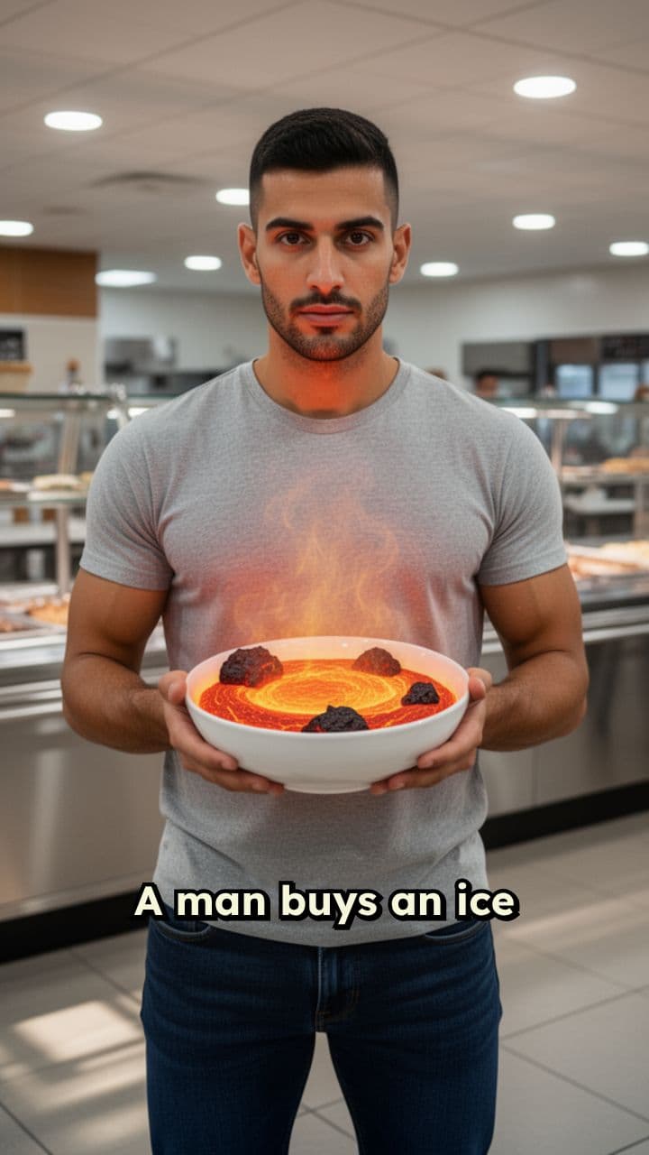 Eating Lava Ice Cream in Cafeteria