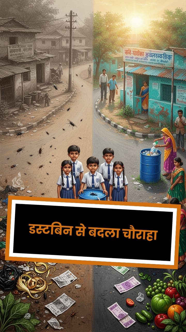 डस्टबिन से बदला चौराहा