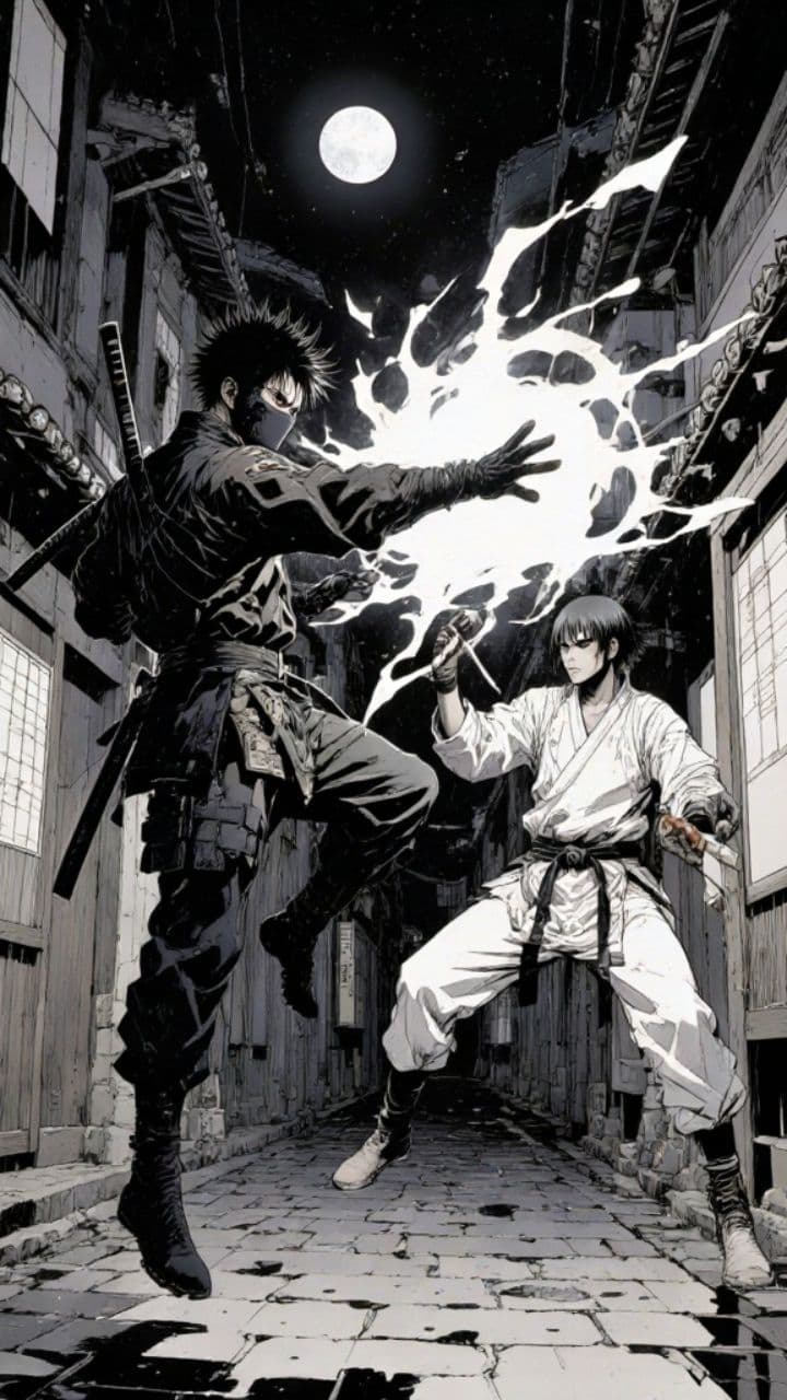 Combattimento Ninja con Energia e Luce