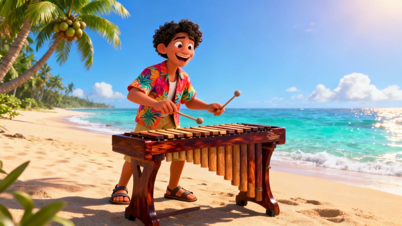 Cumbia alegre en la playa con marimba