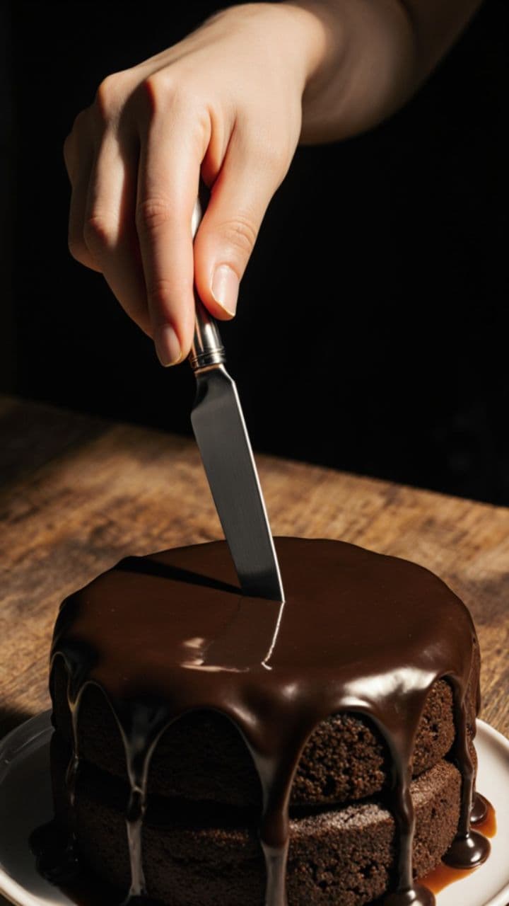 Corte de Pastel de Chocolate