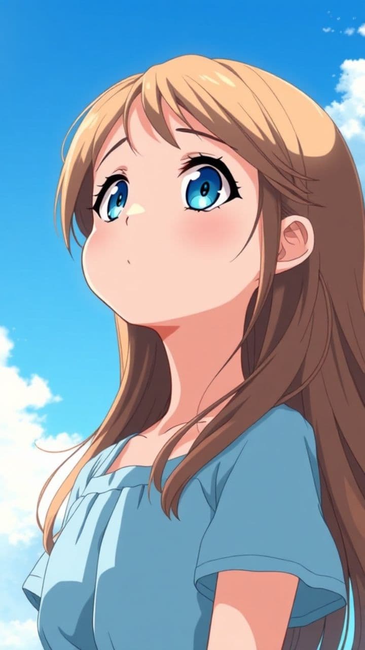 Аниме девушка под небом