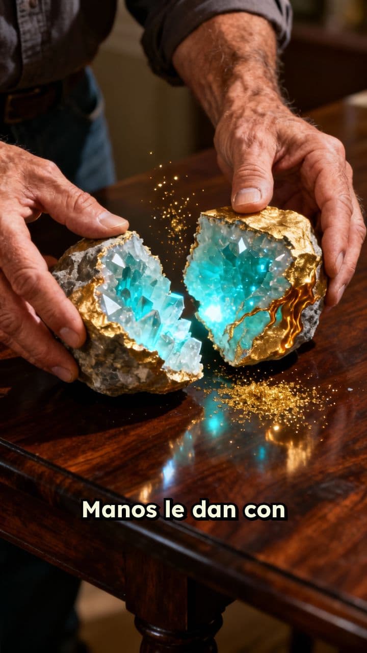 Apertura de roca con aquamarina y oro