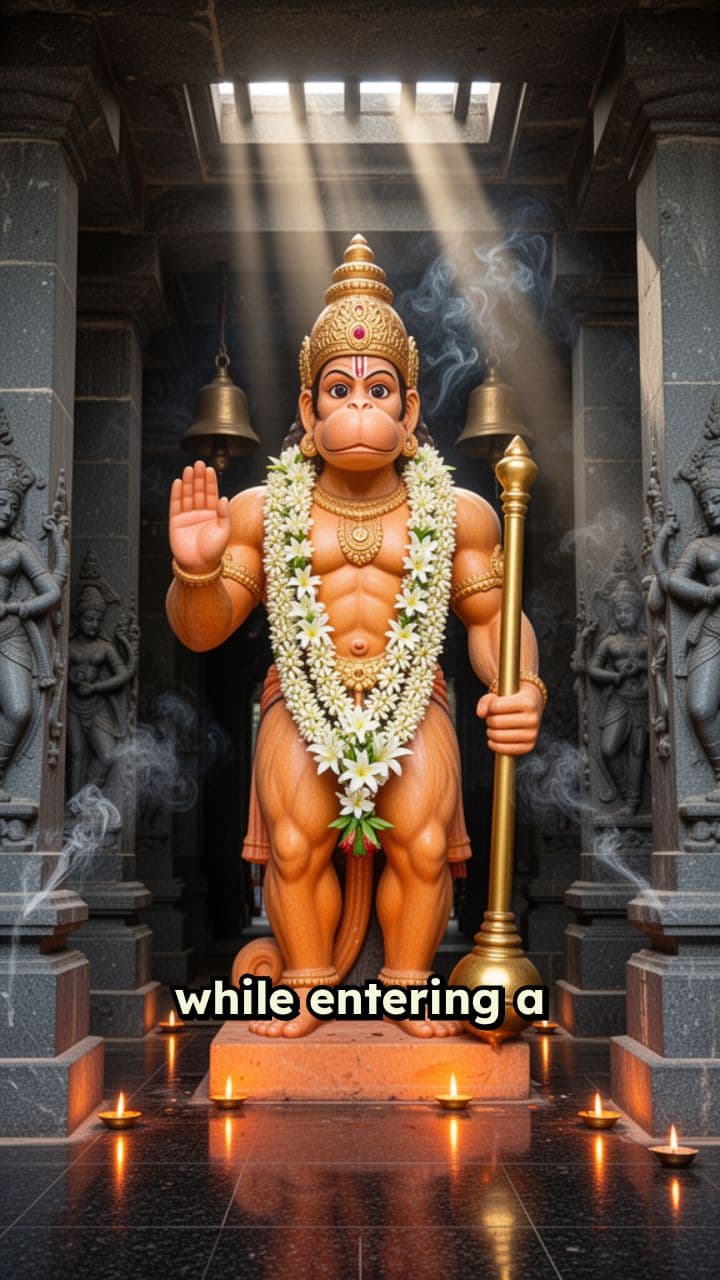 Hanuman Statue with White Garland