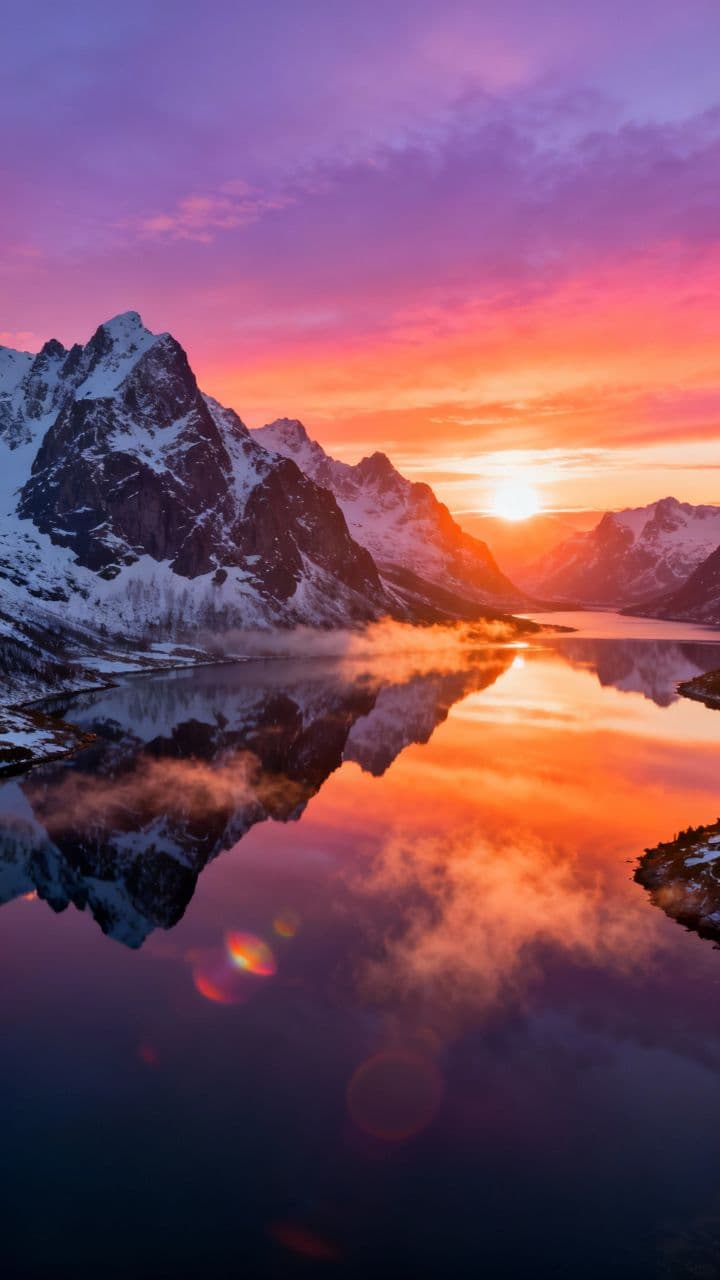 Scandinavian Fjord Sunset Serenity