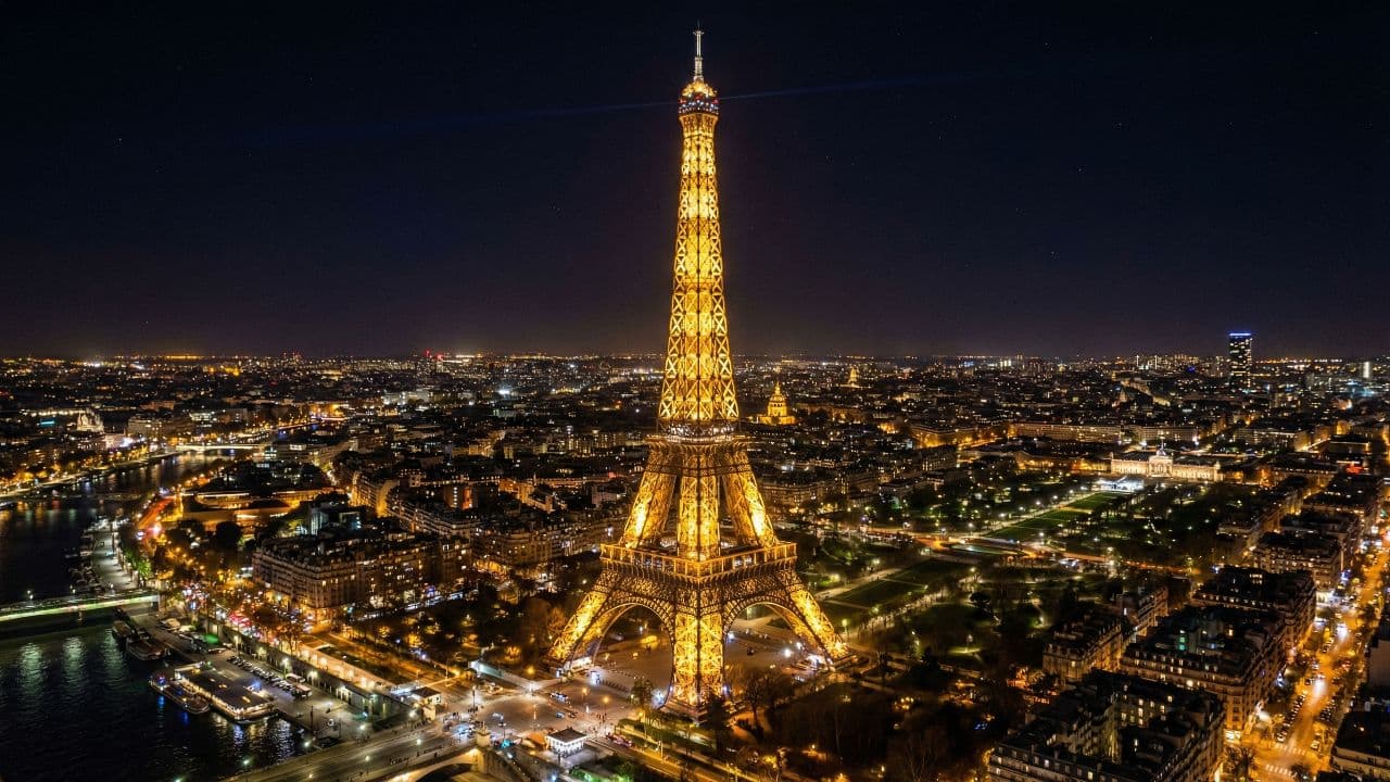 Paris by Night: Drone Zoom Out