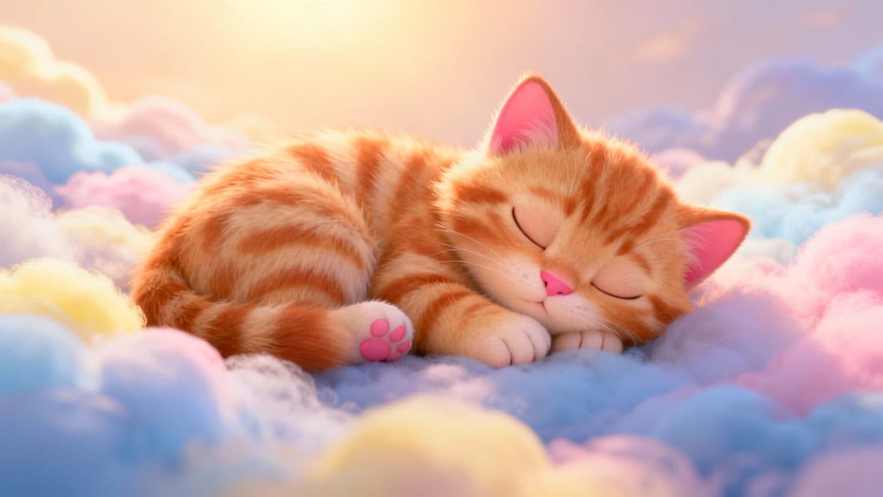 Śpiący Kotek na Chmurkach