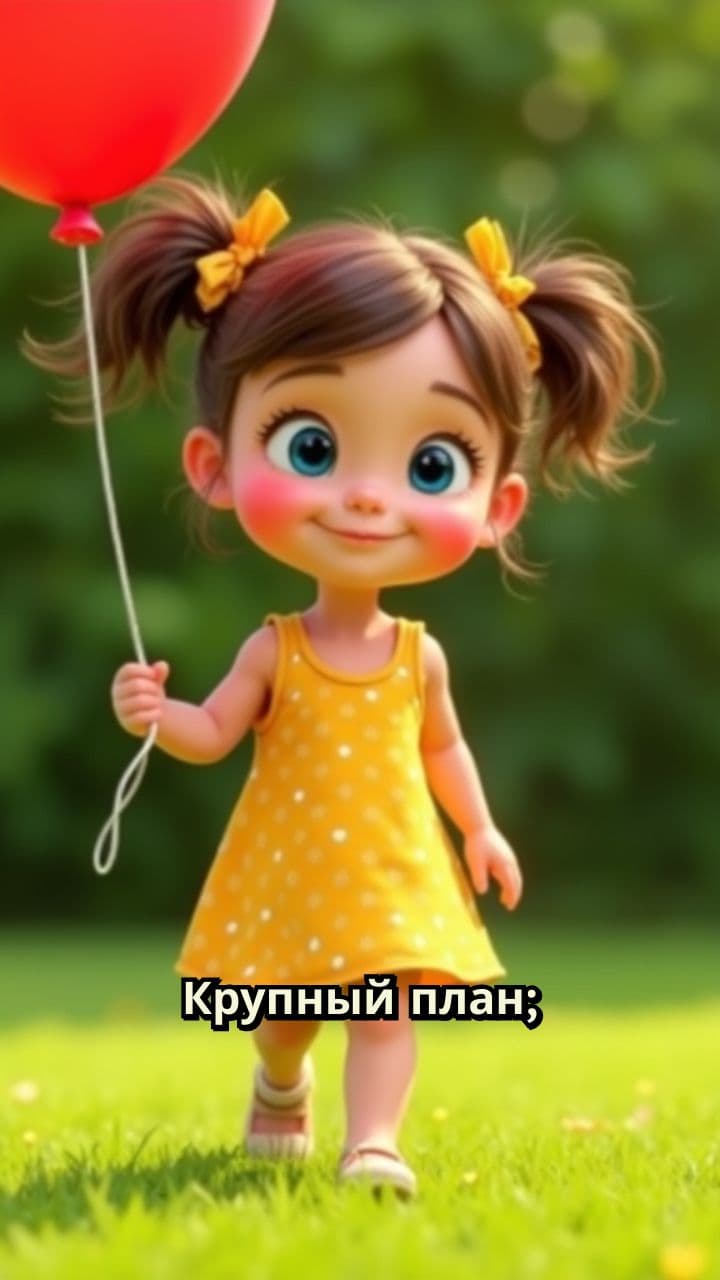 Девочка с шариком на лужайке