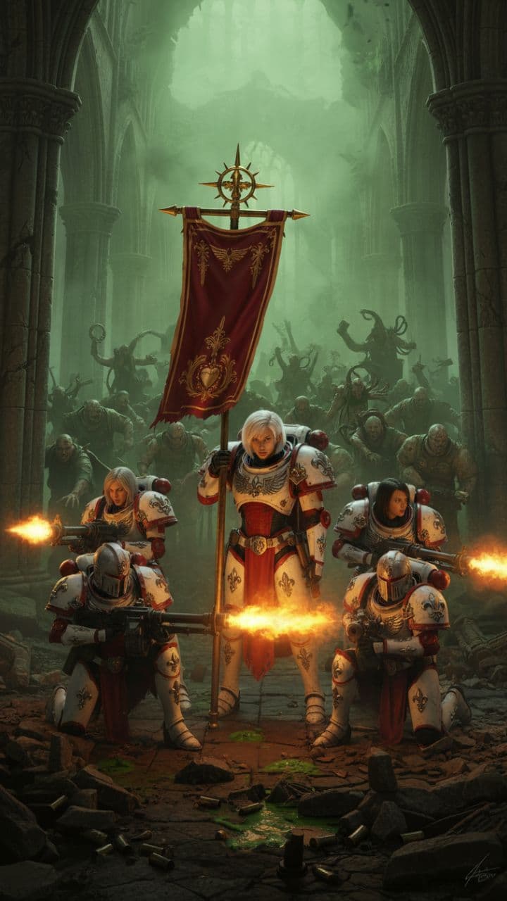 Sisters of Battle Overrun by Nurgle Cultists