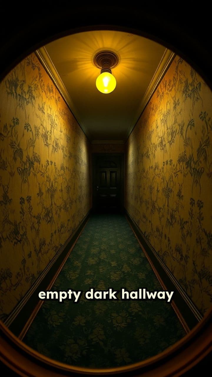 Peephole View of a Dark Hallway
