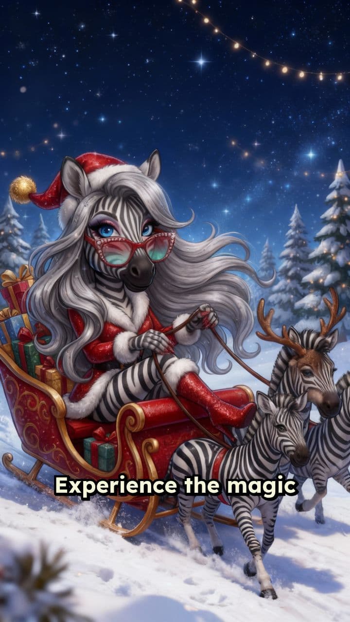 Glamorous Christmas Zebra Sleigh Ride