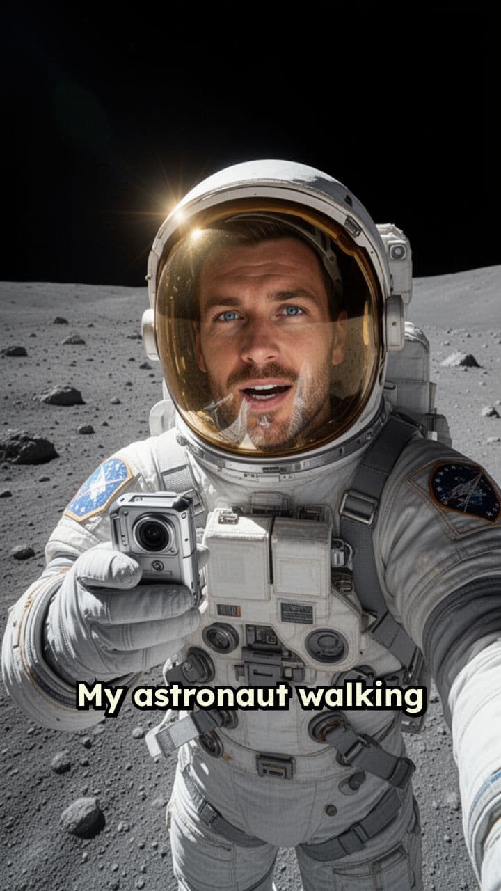 Moonwalk Selfie with Earth Behind