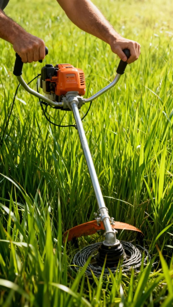 Cortando el Pasto con Moto Guadaña
