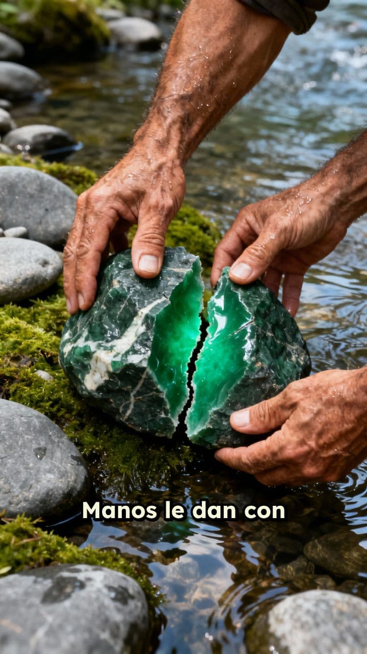 Roca de jade abierta a mano
