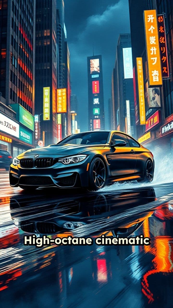 Night Drifting BMW M4 in Neon City