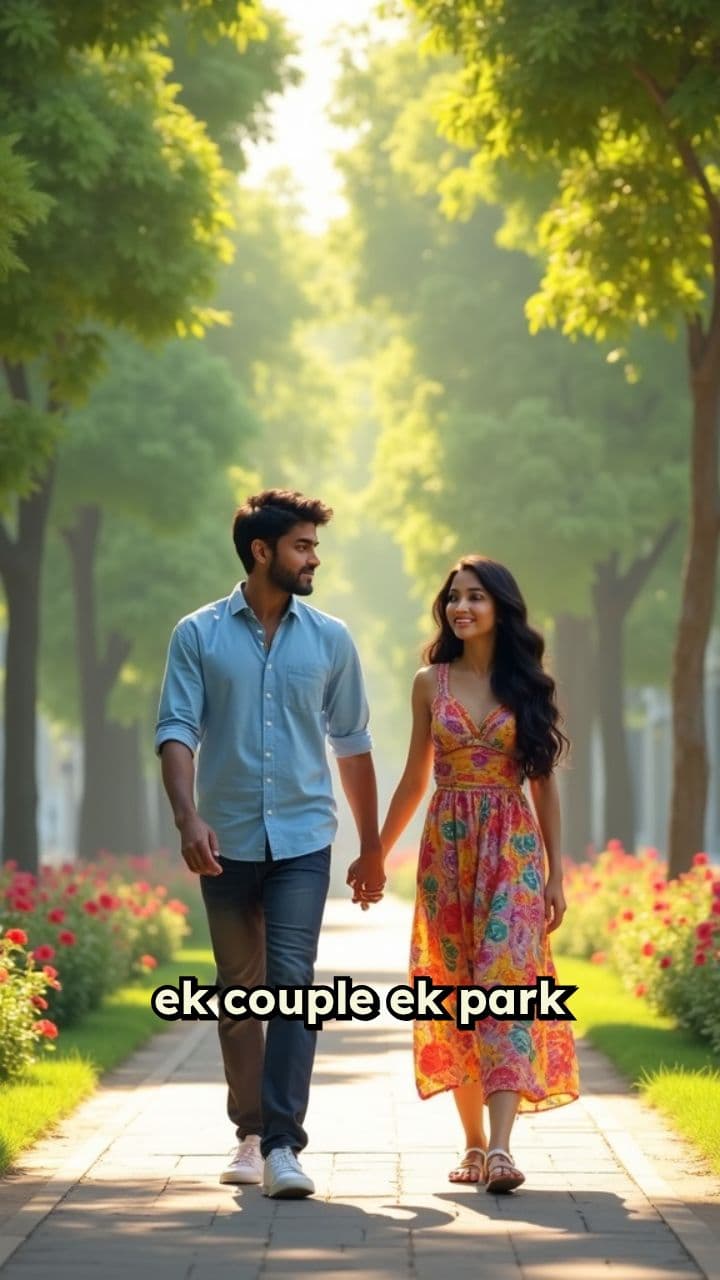 एक कपल पार्क में घूम रहा है