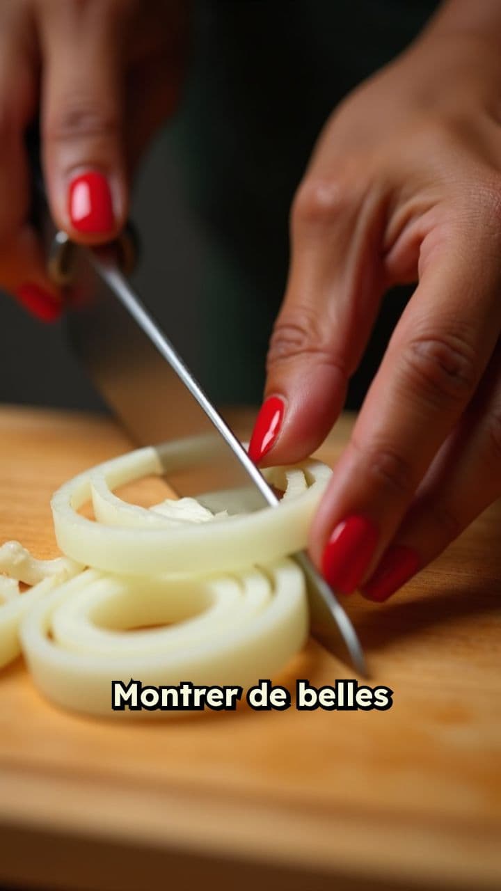 Découpe d'oignons élégante