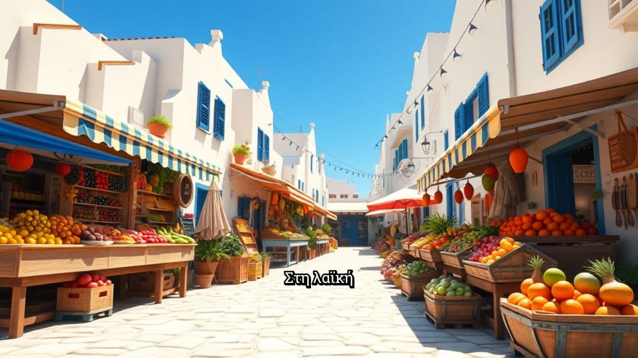 Αγορά λαχανικών και φρούτων στη λαϊκή αγορά