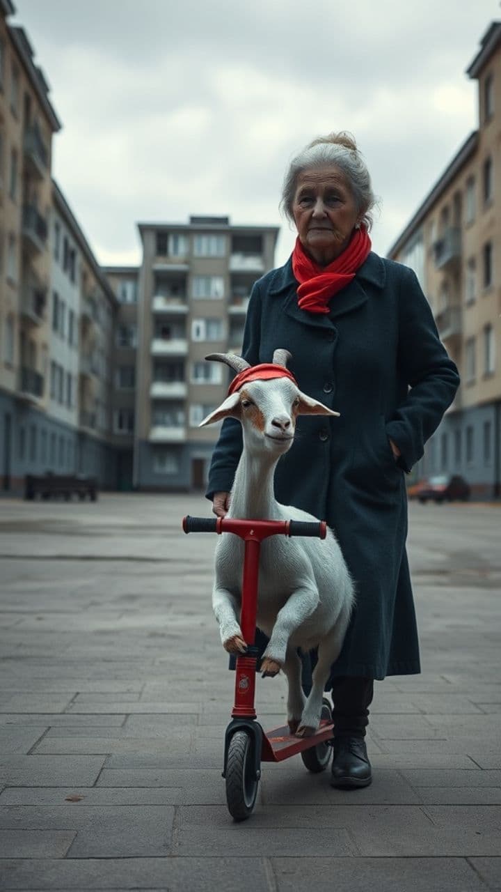 Goat on a Scooter